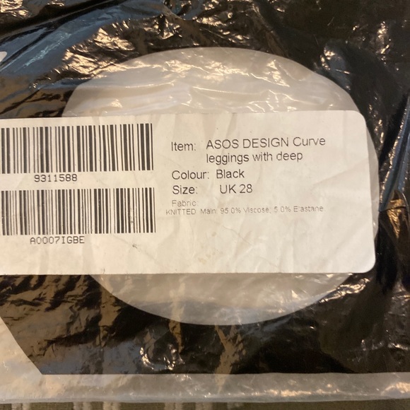 Asos design Curve Legging black NWT in bag size 24 95 % viscose 5 % elastane - Picture 4 of 6